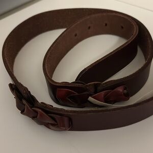 NEW Lucky Brand brown braided leather thick wide belt size small